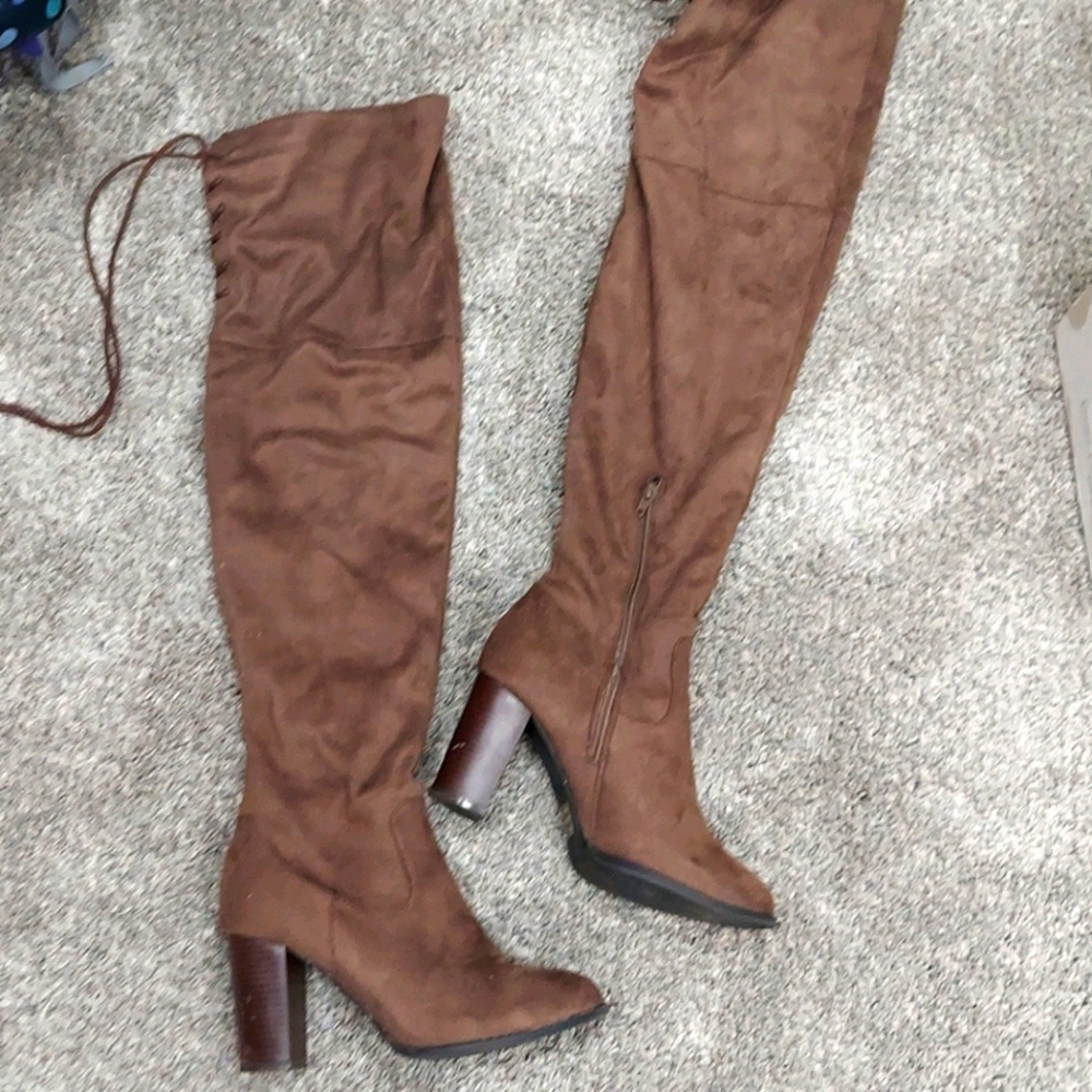 Suede thigh boots